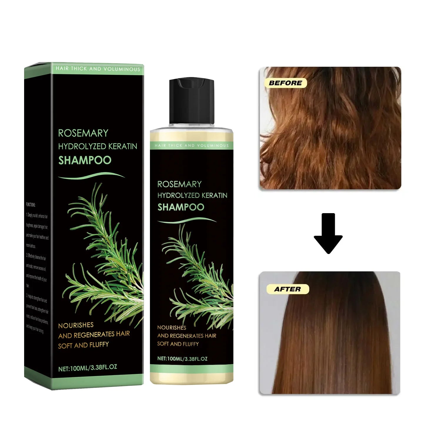 Organic Rosemary Shampoo for Hair Growth Natural Thickening & Strengthening Shampoo with Hydrolyzed Keratin Hair Care