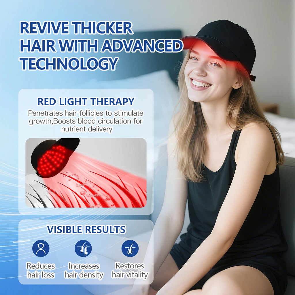 Hair Growth Laser Cap Red Light 660nm 850 nm Infrared Dual Chips Spectrum for Scalp Care Home Hair Loss Treatment for Women/Men